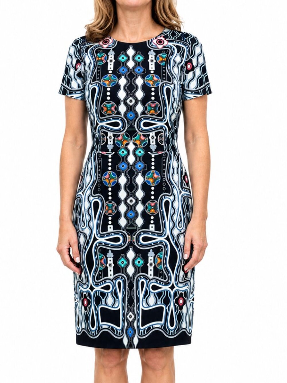 Peter Pilotto Black White Geometric Design Sheath Dress